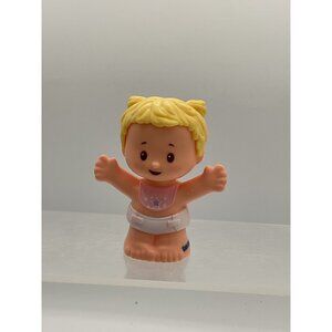 Fisher-Price Little People Baby Girl figure blonde pigtails pink bib with a star